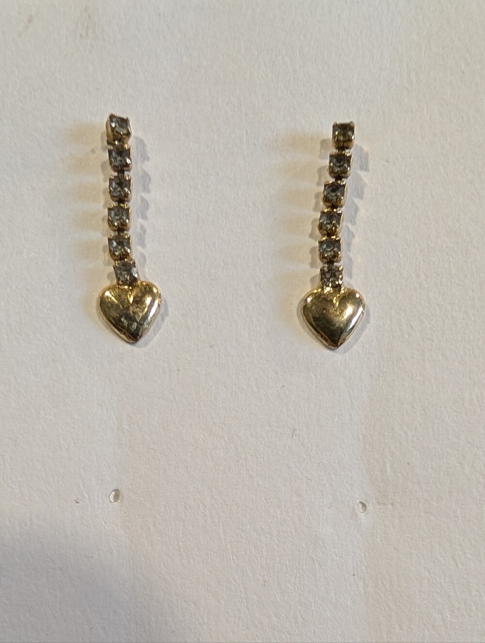 Dainty Gold Heart Earrings with Crystal Accents